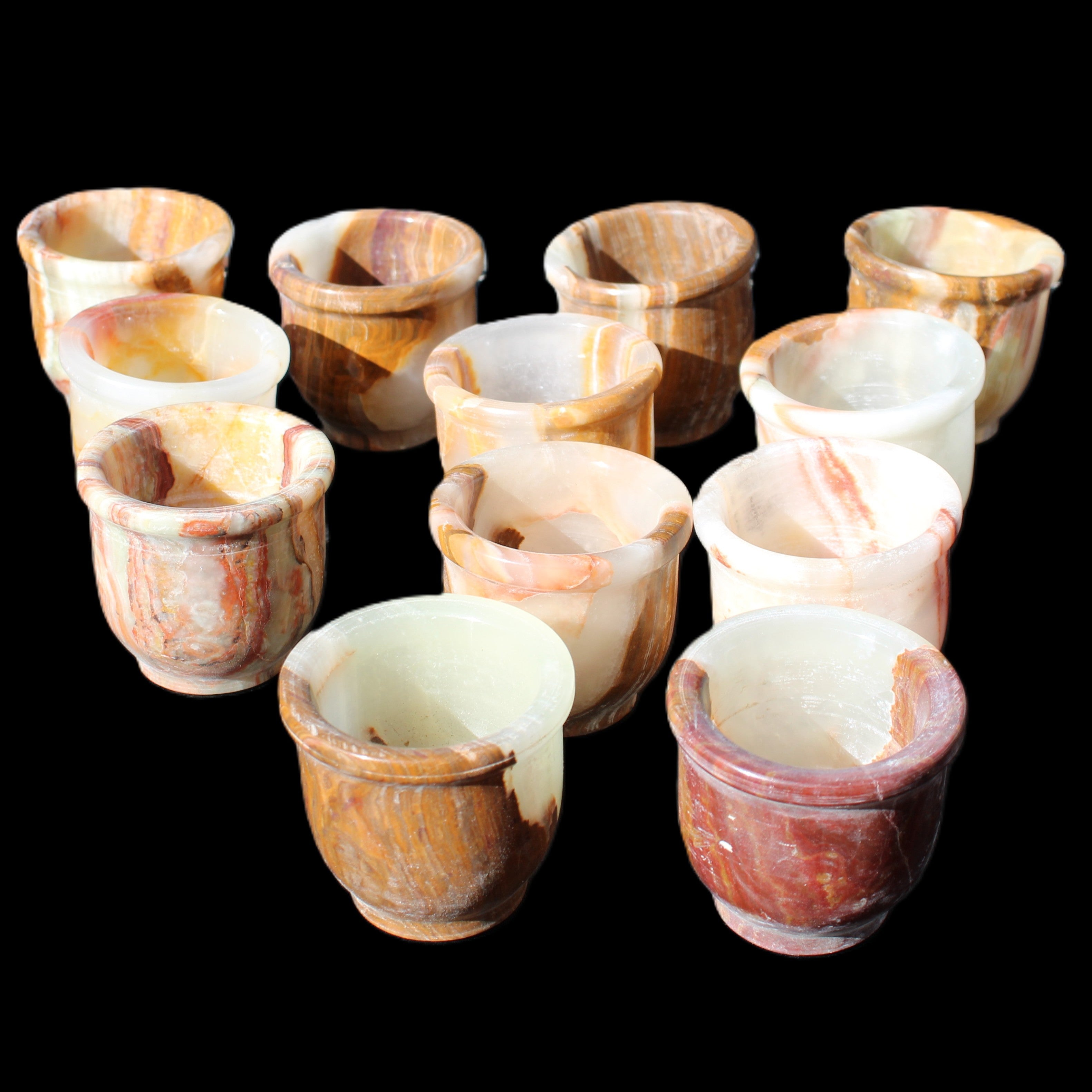 Afghan Jade hand-carved Tea Set with 12 cups in sunlight - Rocks and Things Store