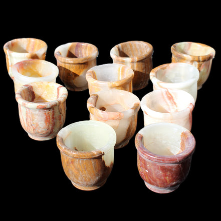 Afghan Jade hand-carved Tea Set with 12 cups in sunlight - Rocks and Things Store