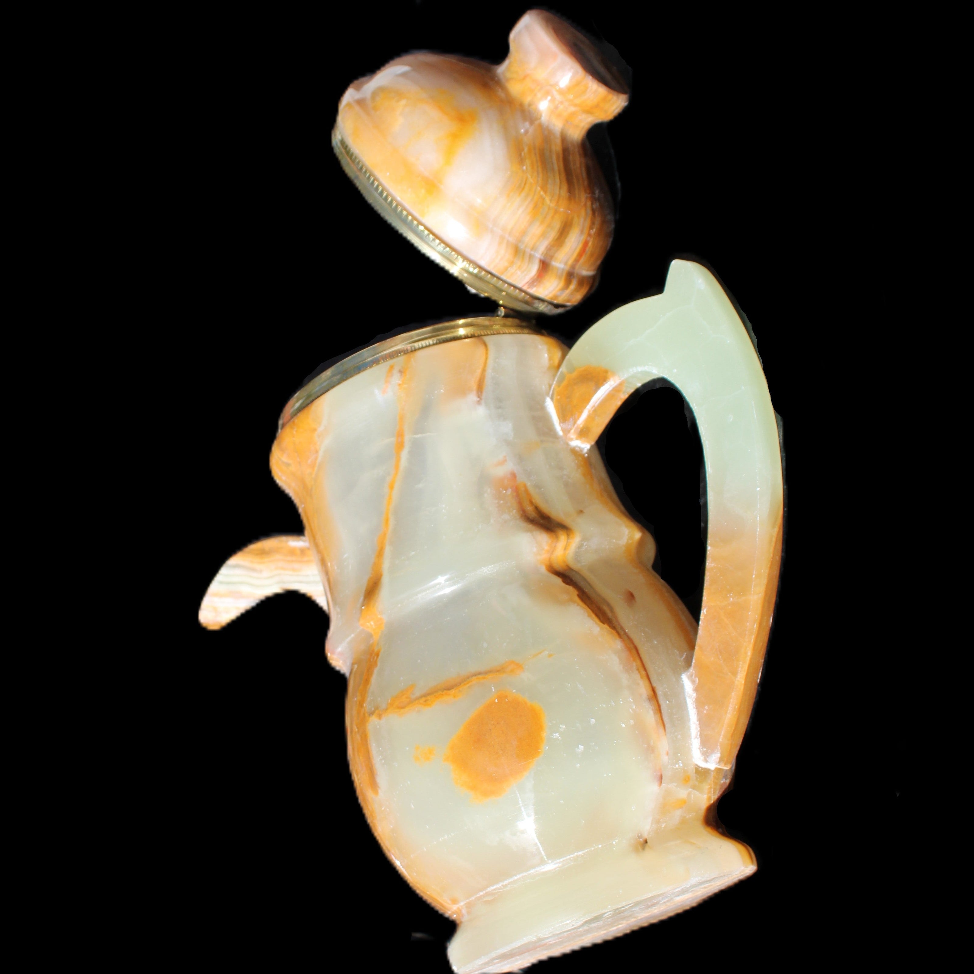 Afghan Jade hand-carved Tea Set with 12 cups in sunlight - Rocks and Things Store