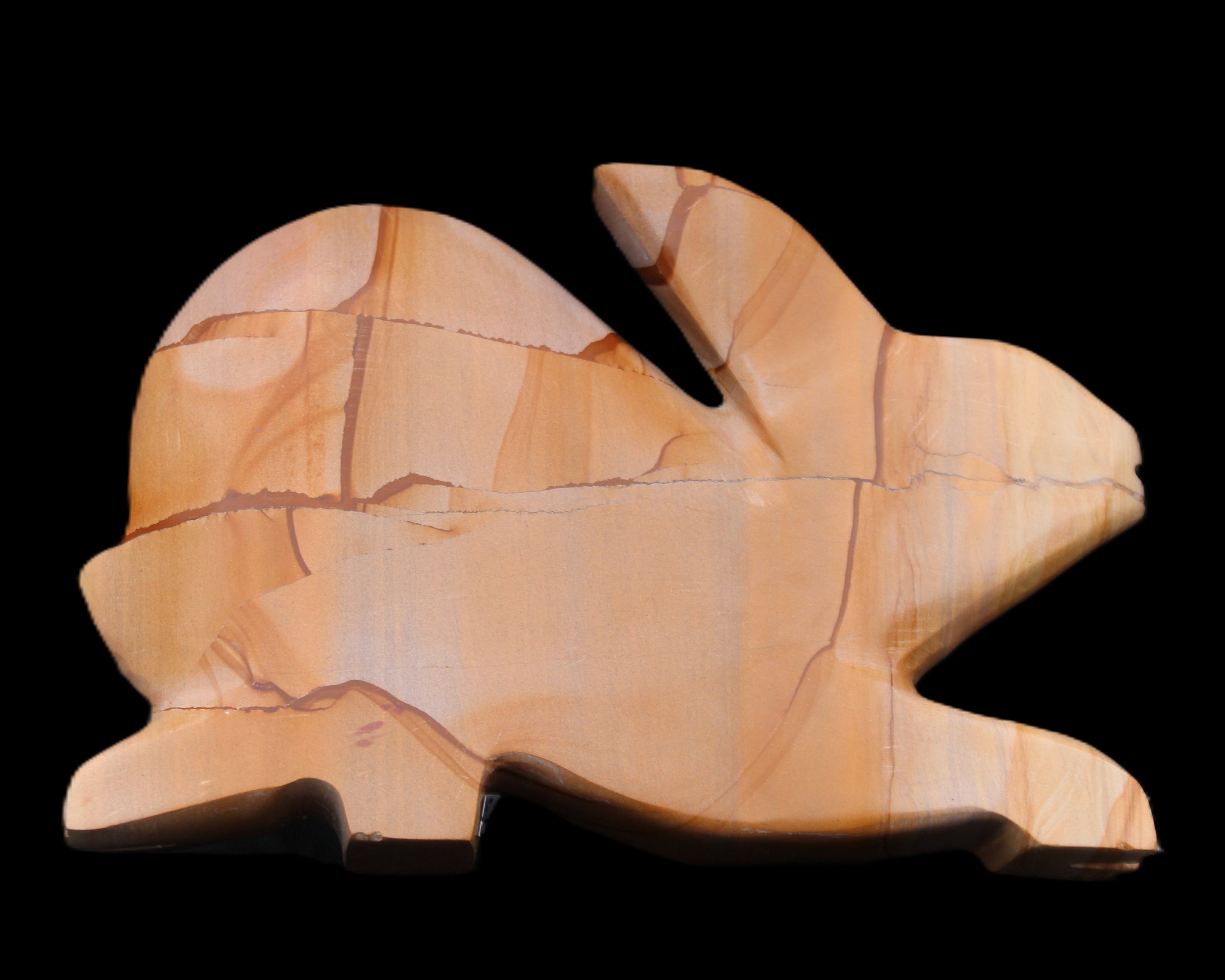 Teakwood marble hand-carved Rabbit 153*104*24mm 516g in sunlight - Rocks and Things Store