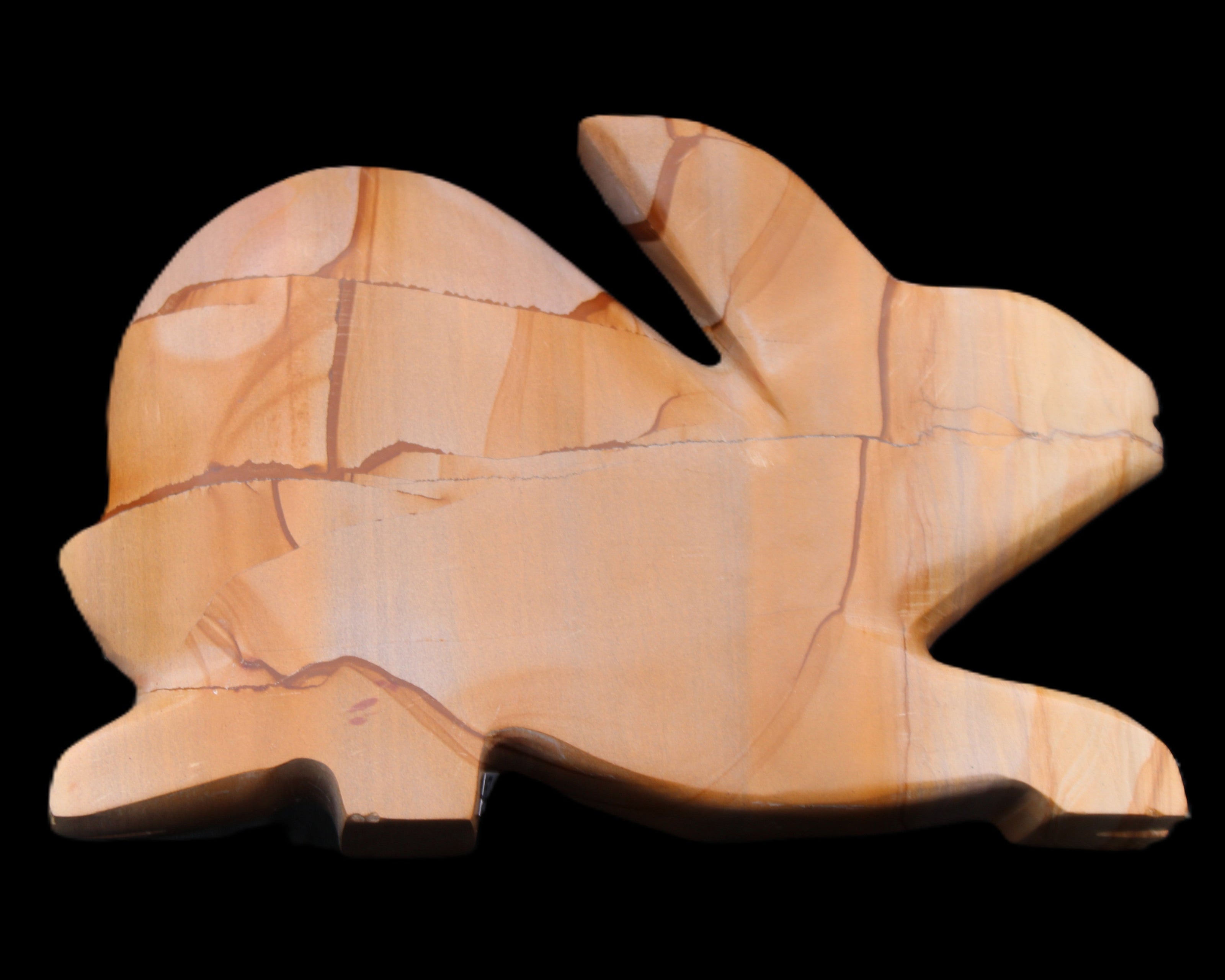 Teakwood marble hand-carved Rabbit 153*104*24mm 516g in sunlight - Rocks and Things Store