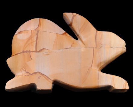 Teakwood marble hand-carved Rabbit 153*104*24mm 516g in sunlight - Rocks and Things Store
