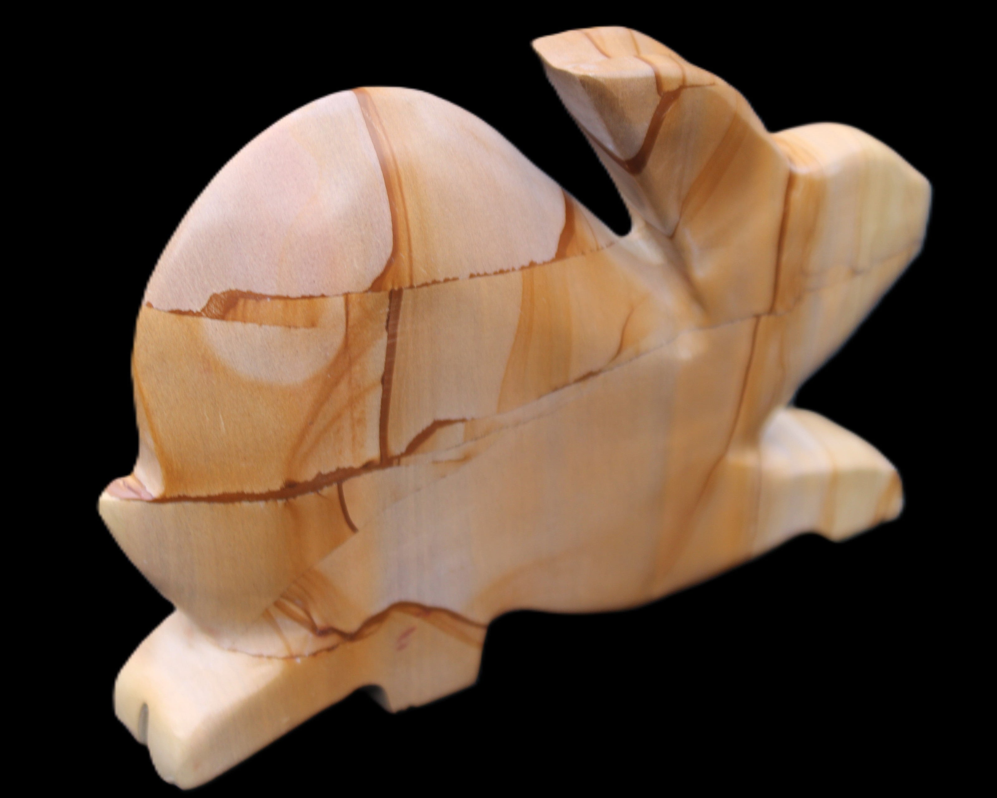 Teakwood marble hand-carved Rabbit 153*104*24mm 516g in sunlight - Rocks and Things Store