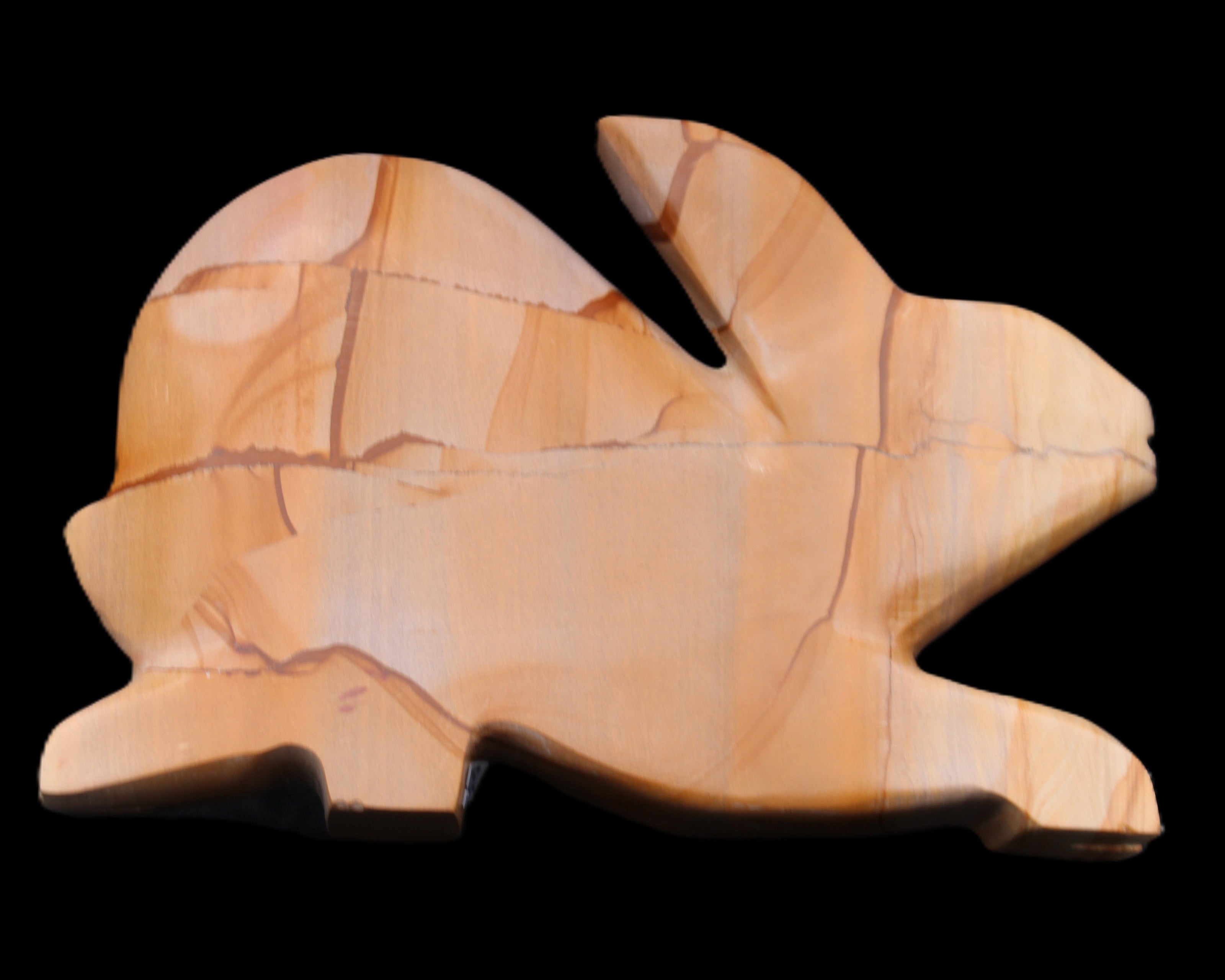 Teakwood marble hand-carved Rabbit 153*104*24mm 516g in sunlight - Rocks and Things Store