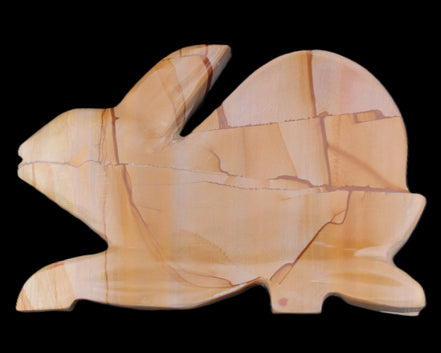 Teakwood marble hand-carved Rabbit 153*104*24mm 516g in sunlight - Rocks and Things Store