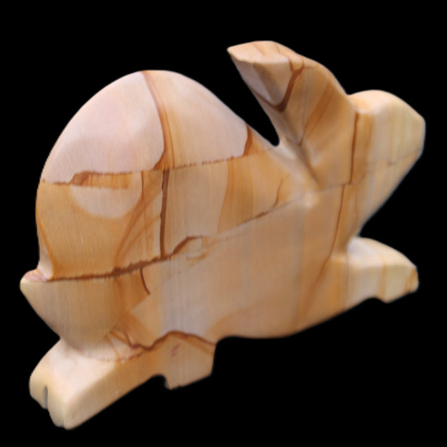Teakwood marble hand-carved Rabbit 153*104*24mm 516g in sunlight - Rocks and Things Store