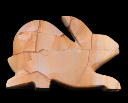 Teakwood marble hand-carved Rabbit 153*104*24mm 516g in sunlight - Rocks and Things Store