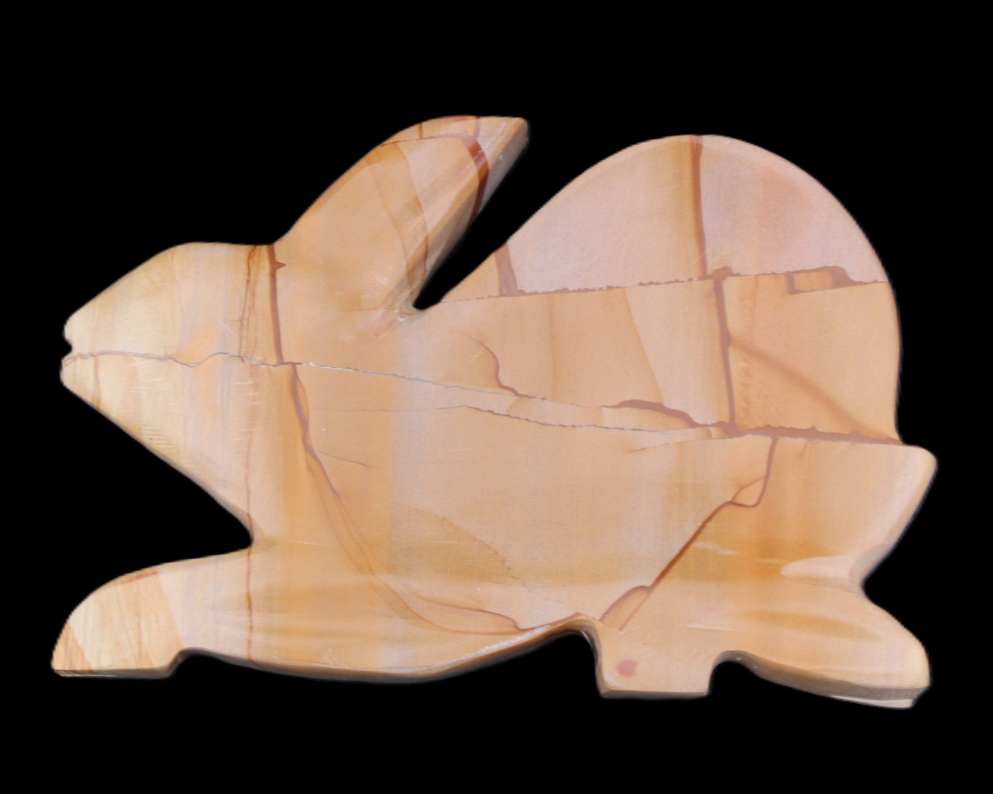 Teakwood marble hand-carved Rabbit 153*104*24mm 516g in sunlight - Rocks and Things Store