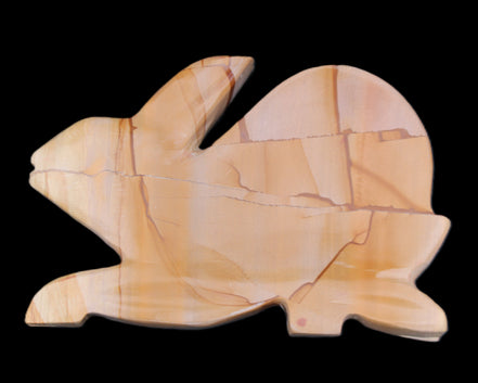 Teakwood marble hand-carved Rabbit 153*104*24mm 516g in sunlight - Rocks and Things Store