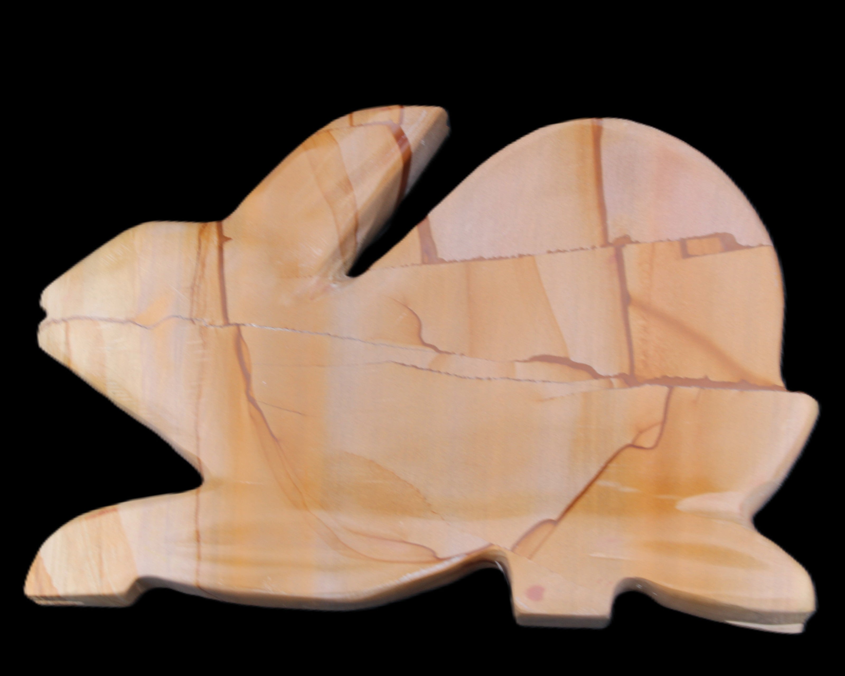Teakwood marble hand-carved Rabbit 153*104*24mm 516g in sunlight - Rocks and Things Store