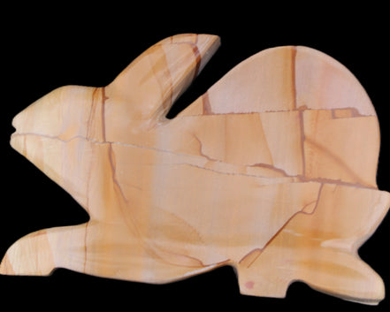 Teakwood marble hand-carved Rabbit 153*104*24mm 516g in sunlight - Rocks and Things Store