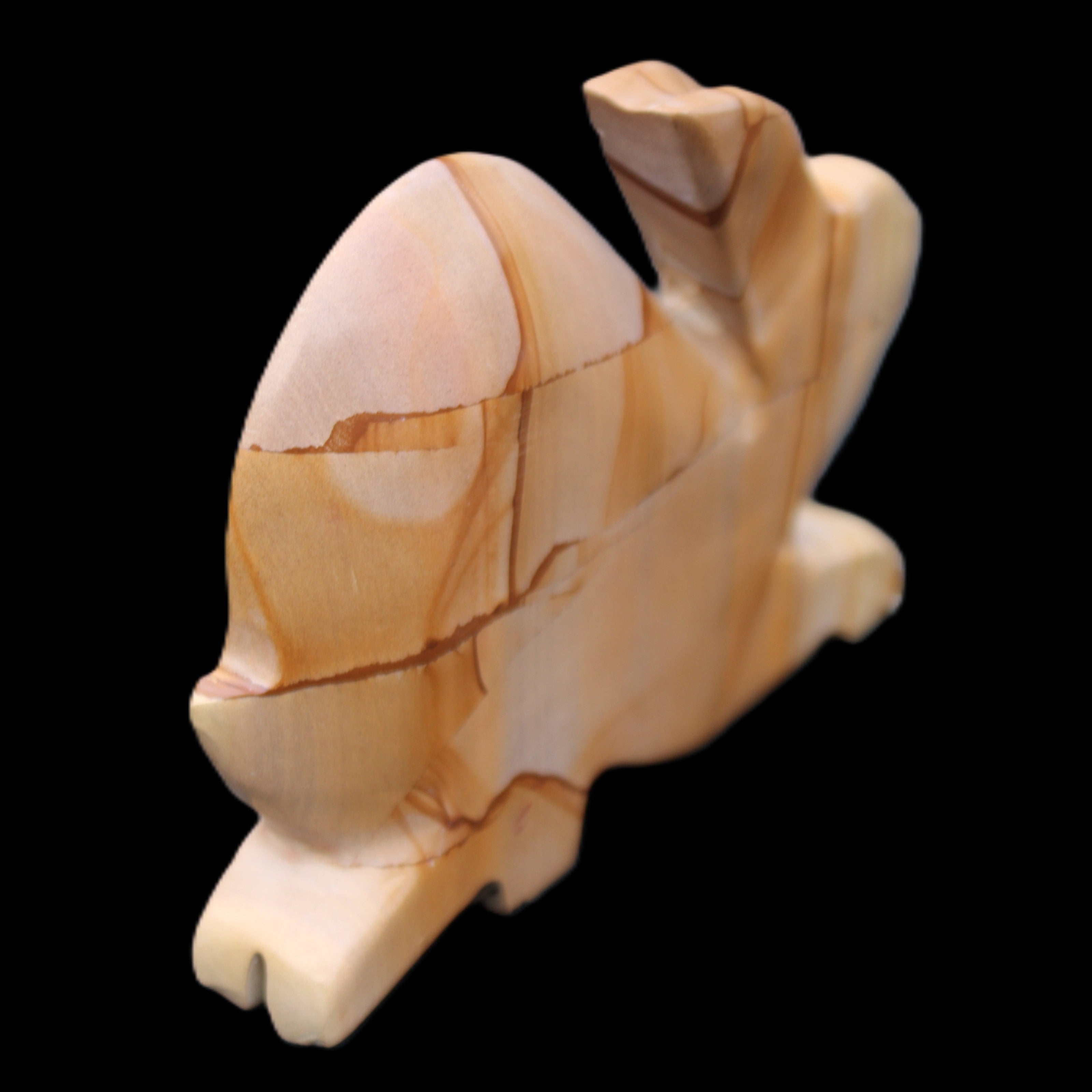 Teakwood marble hand-carved Rabbit 153*104*24mm 516g in sunlight - Rocks and Things Store