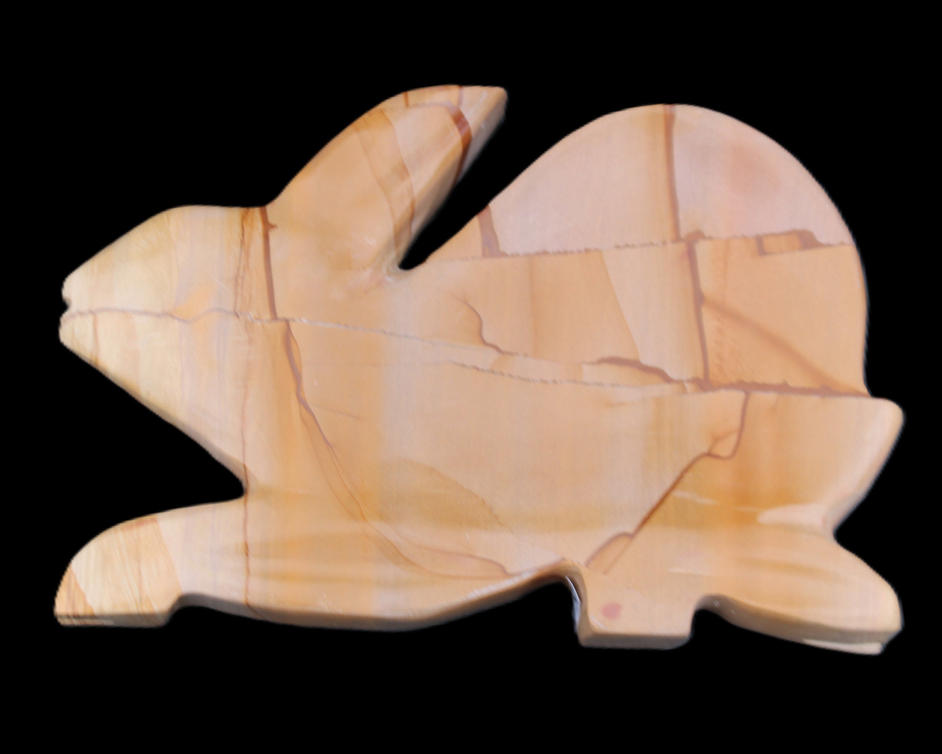 Teakwood marble hand-carved Rabbit 153*104*24mm 516g in sunlight - Rocks and Things Store