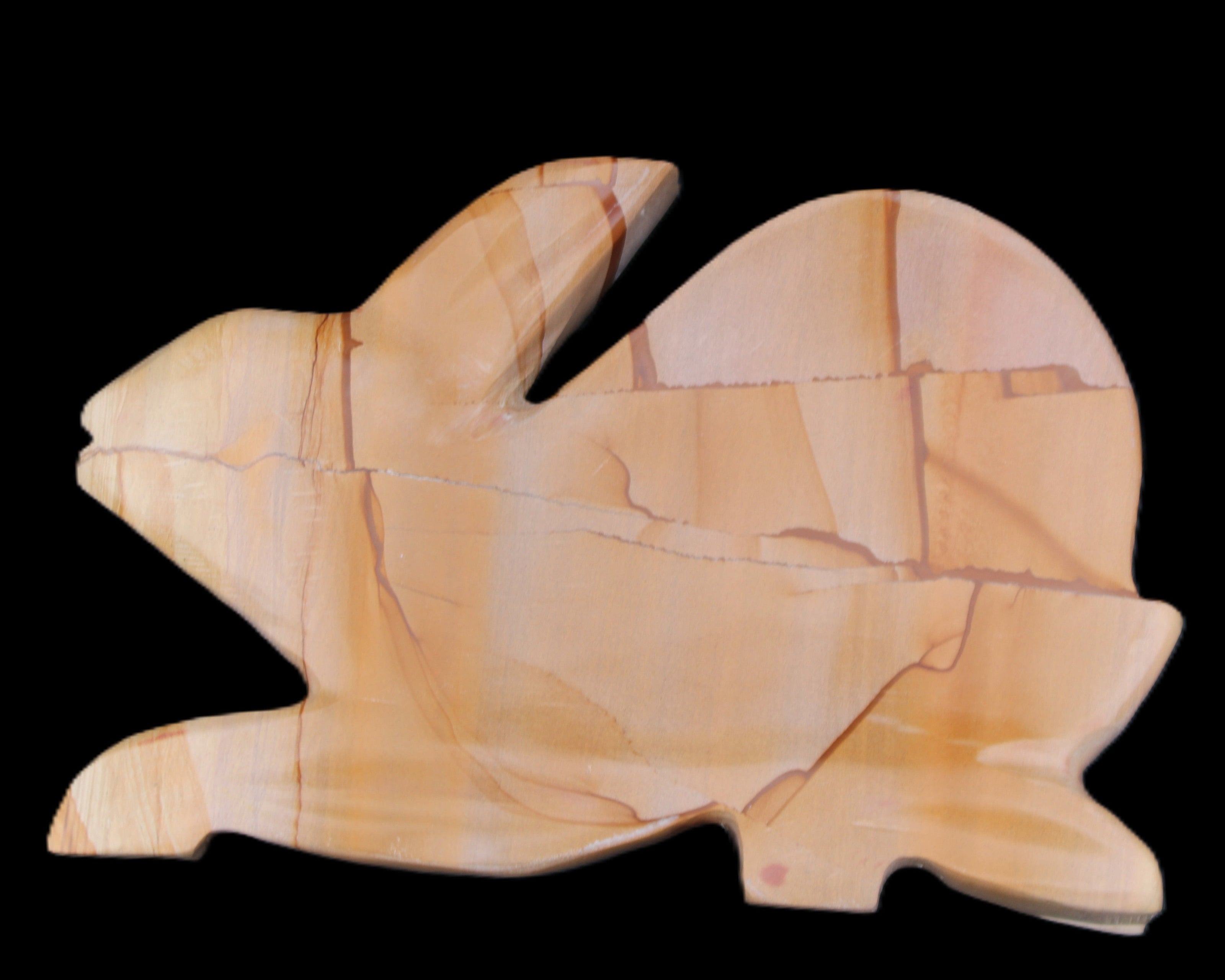 Teakwood marble hand-carved Rabbit 153*104*24mm 516g in sunlight - Rocks and Things Store