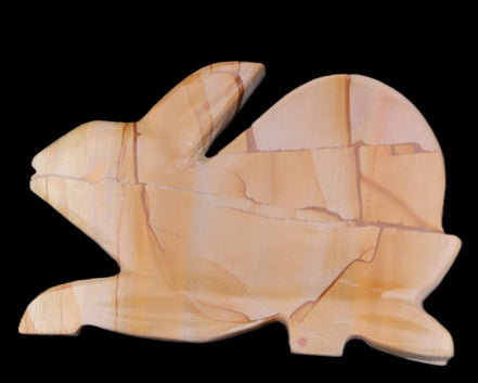 Teakwood marble hand-carved Rabbit 153*104*24mm 516g in sunlight - Rocks and Things Store