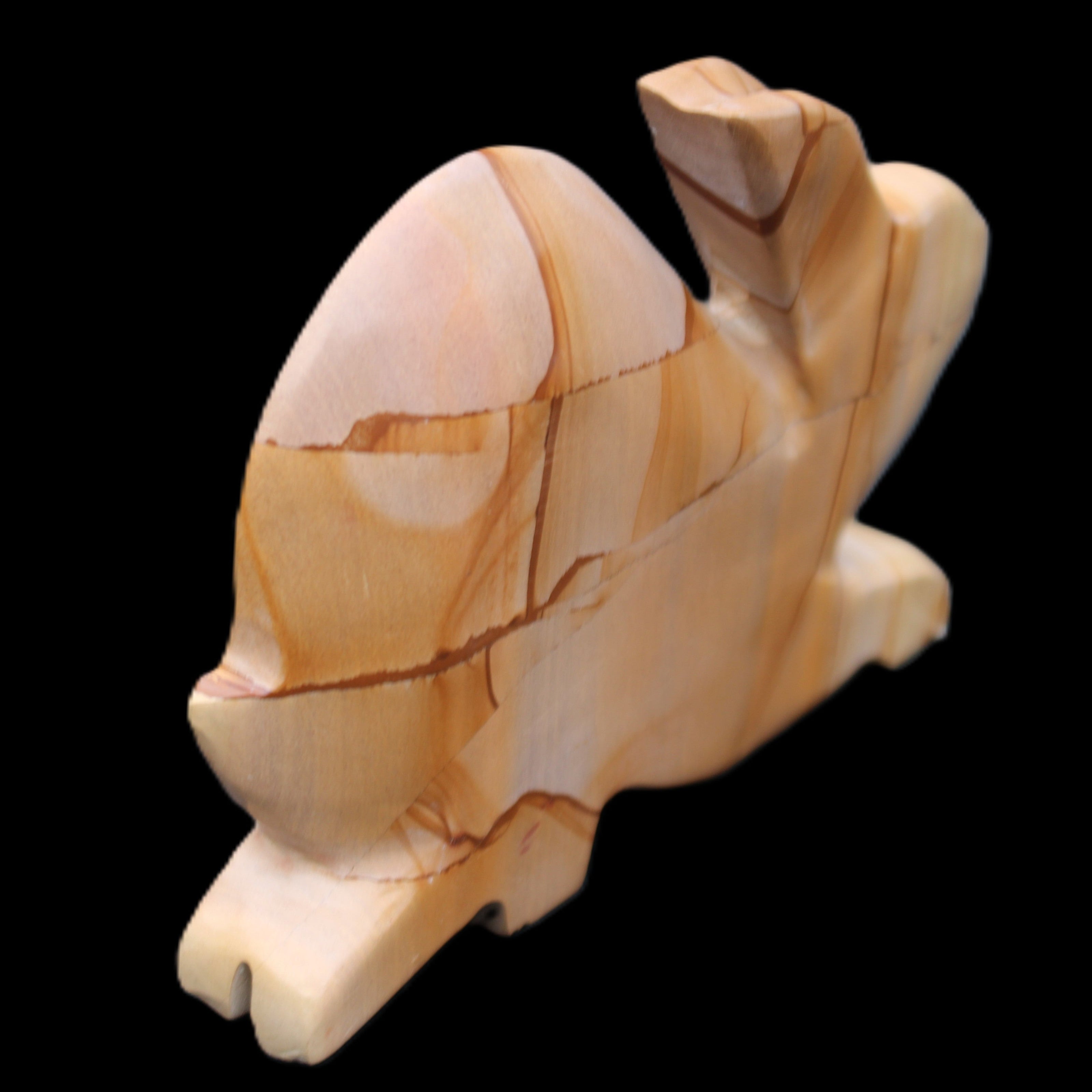 Teakwood marble hand-carved Rabbit 153*104*24mm 516g in sunlight - Rocks and Things Store