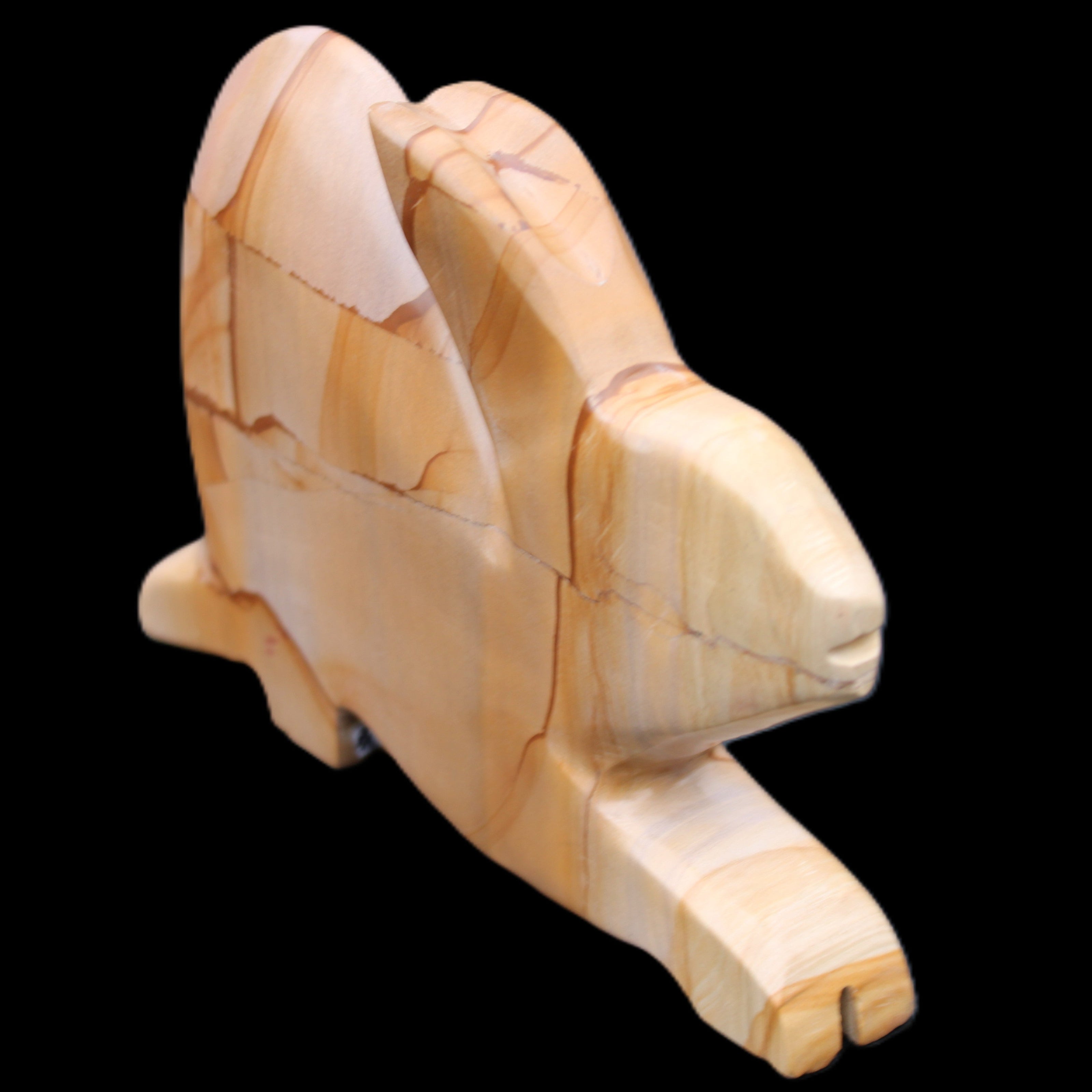 Teakwood marble hand-carved Rabbit 153*104*24mm 516g in sunlight - Rocks and Things Store