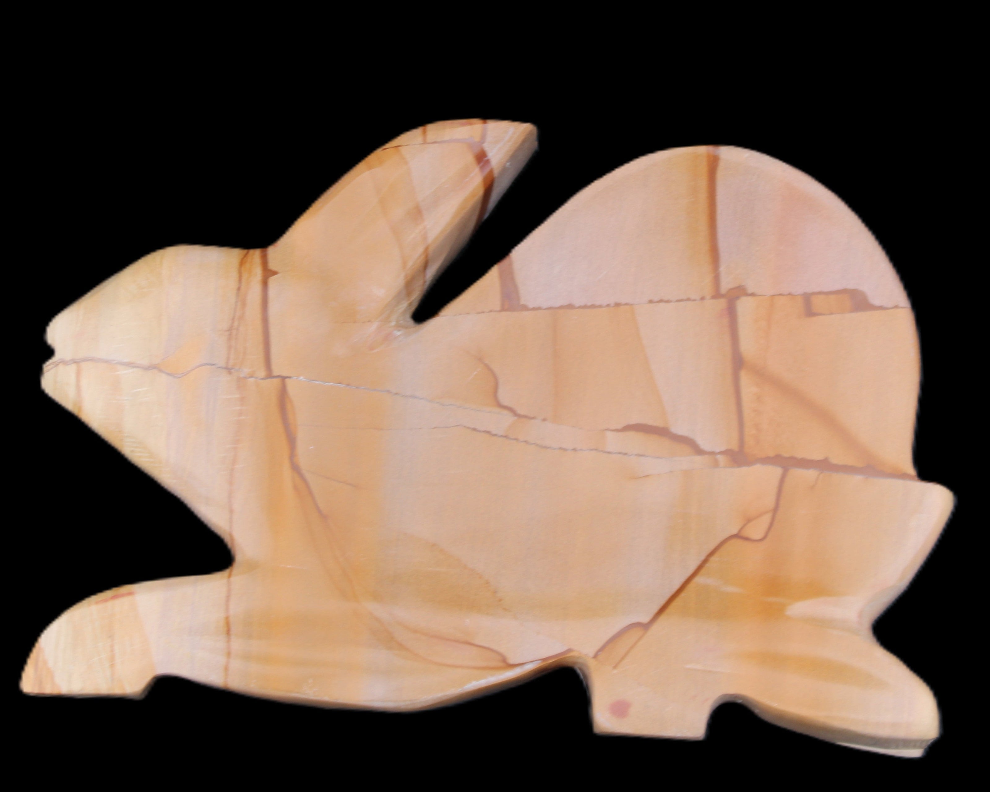 Teakwood marble hand-carved Rabbit 153*104*24mm 516g in sunlight - Rocks and Things Store