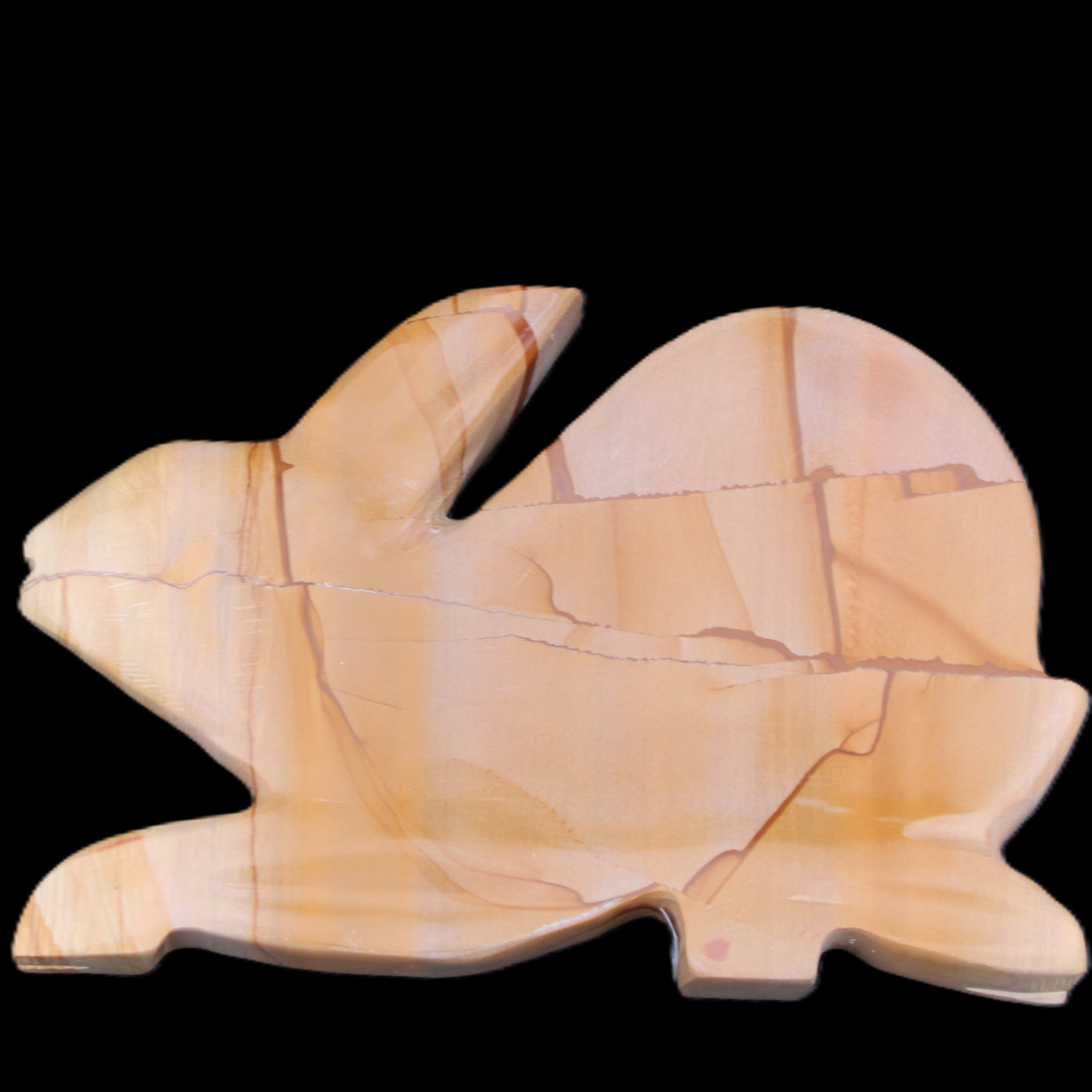 Teakwood marble hand-carved Rabbit 153*104*24mm 516g in sunlight - Rocks and Things Store