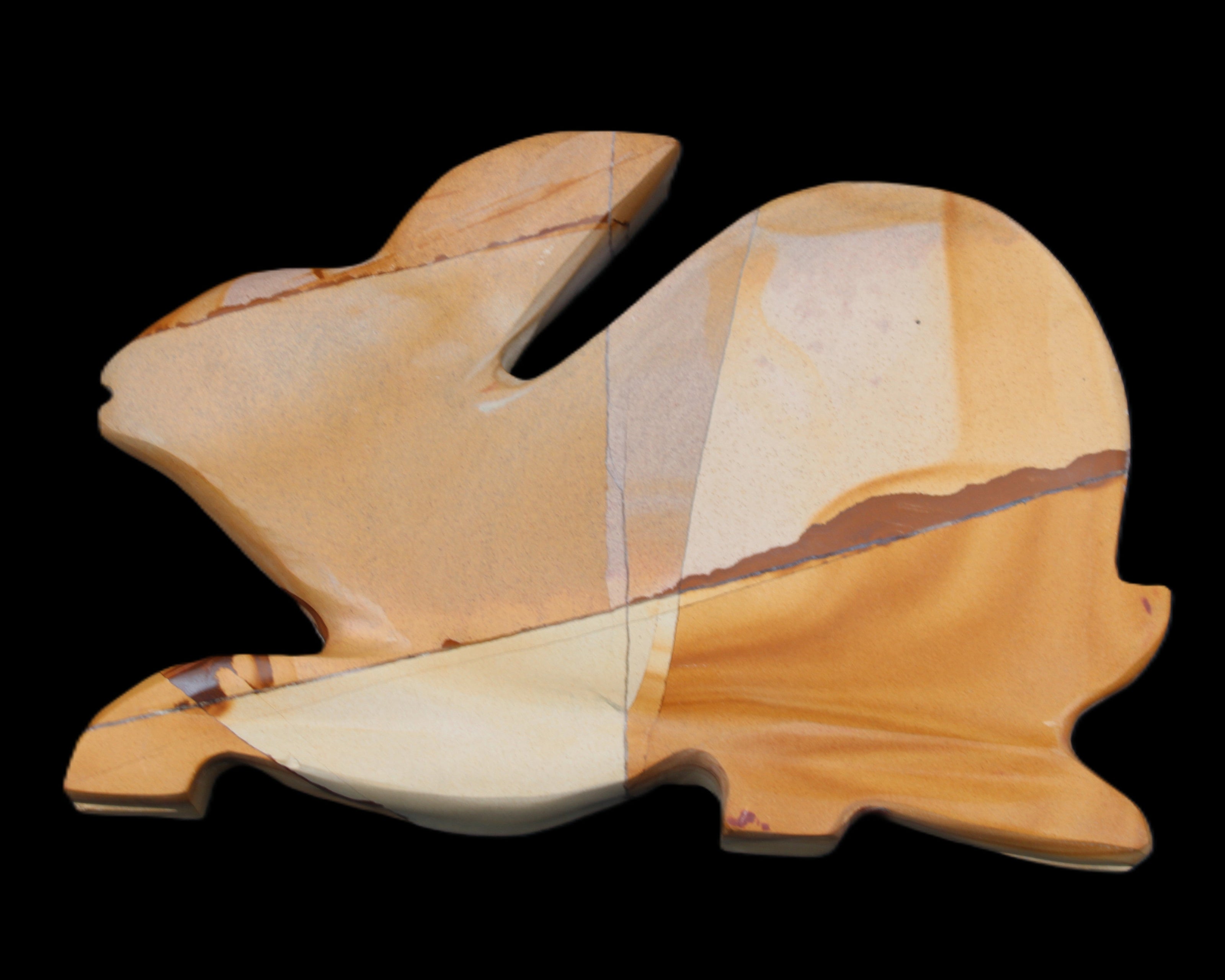 Teakwood marble hand-carved Rabbit 155*105*25mm 571g in sunlight - Rocks and Things Store