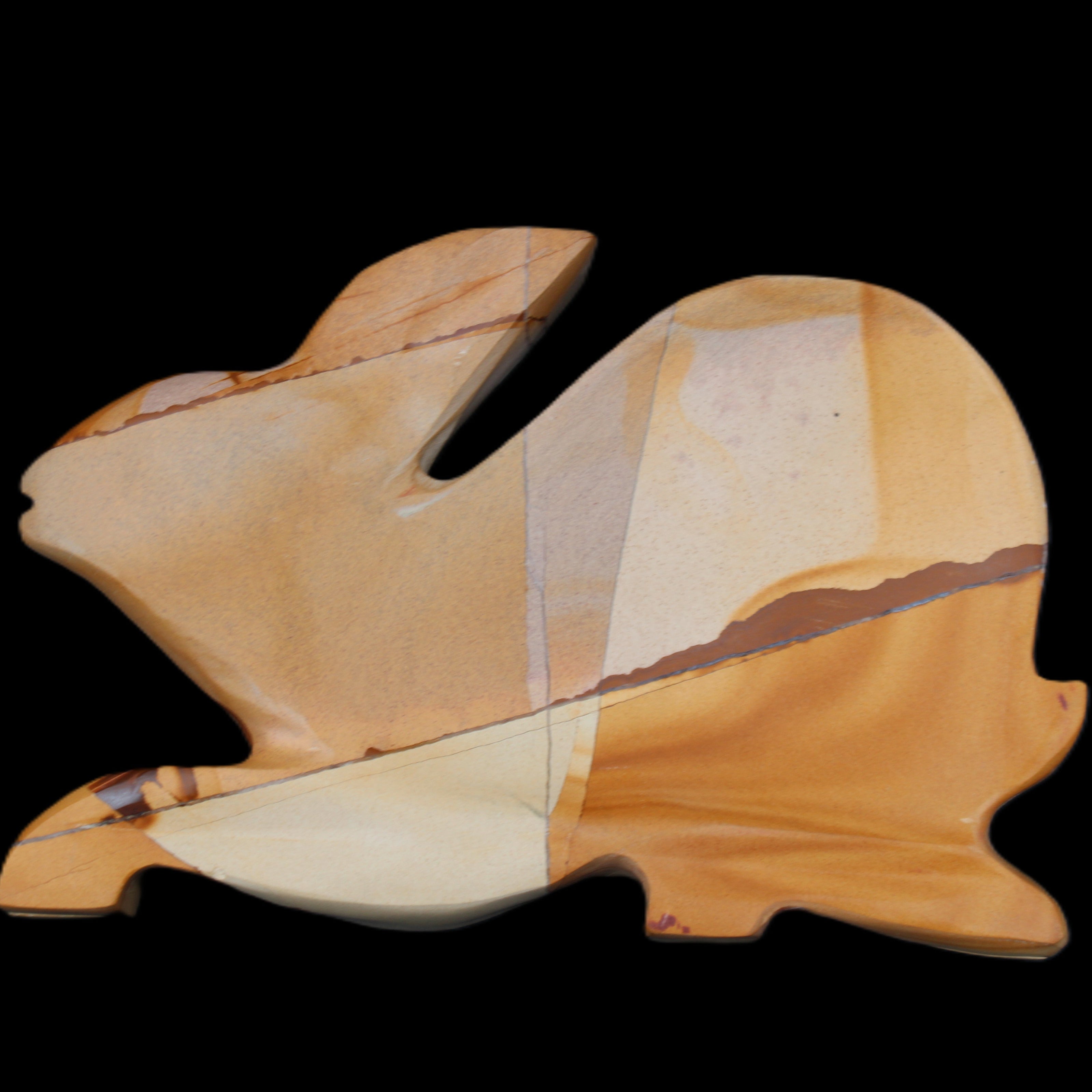 Teakwood marble hand-carved Rabbit 155*105*25mm 571g in sunlight - Rocks and Things Store