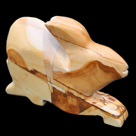 Teakwood marble hand-carved Rabbit 155*105*25mm 571g in sunlight - Rocks and Things Store