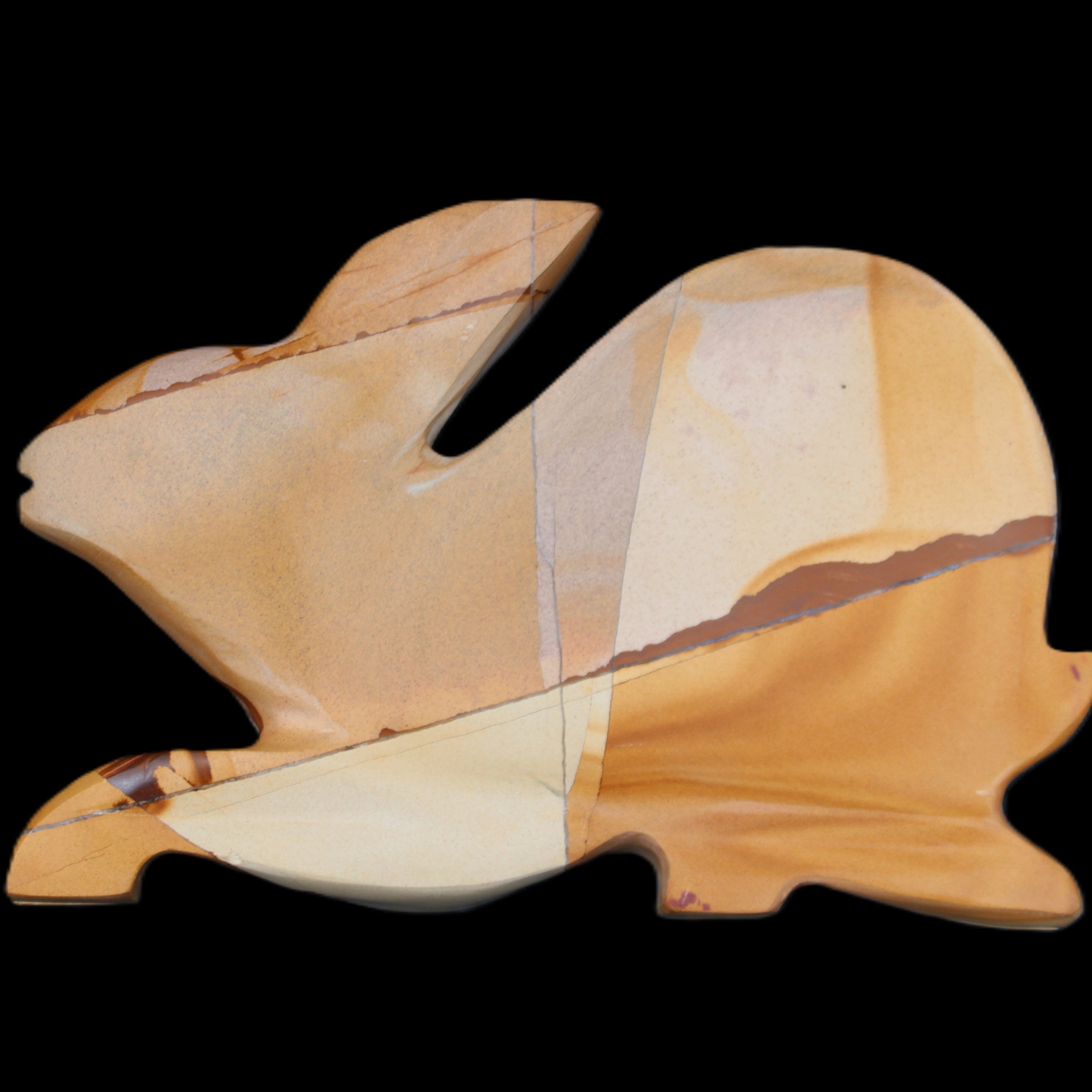 Teakwood marble hand-carved Rabbit 155*105*25mm 571g in sunlight - Rocks and Things Store