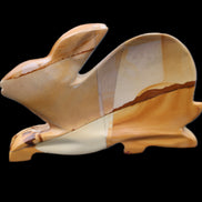 Teakwood marble hand-carved Rabbit 155*105*25mm 571g in sunlight - Rocks and Things Store