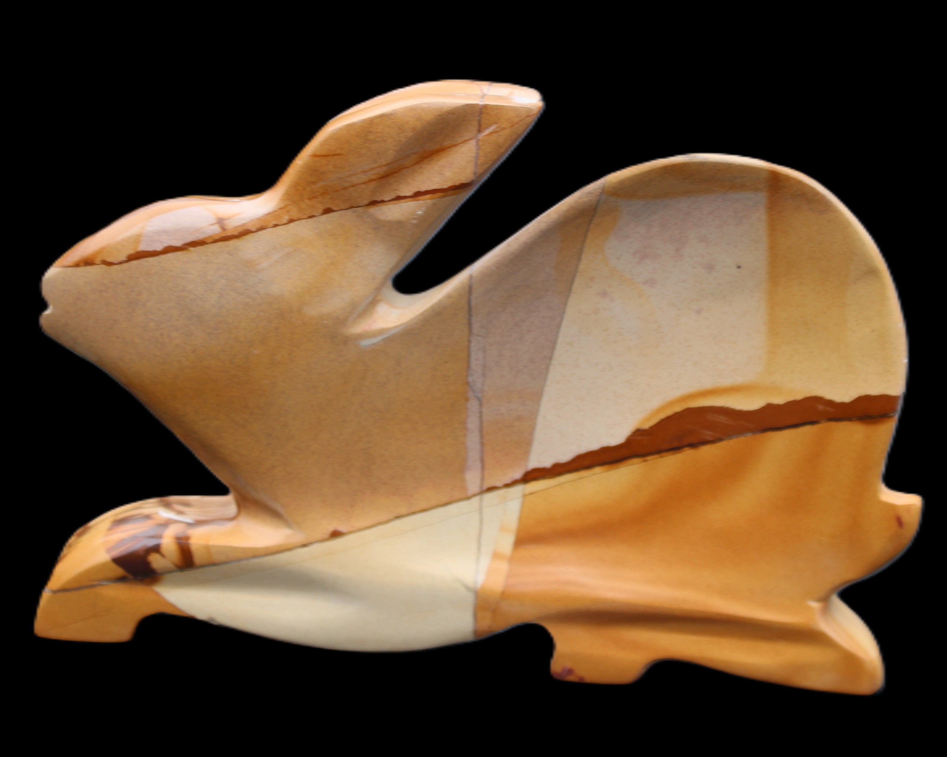Teakwood marble hand-carved Rabbit 155*105*25mm 571g in sunlight - Rocks and Things Store