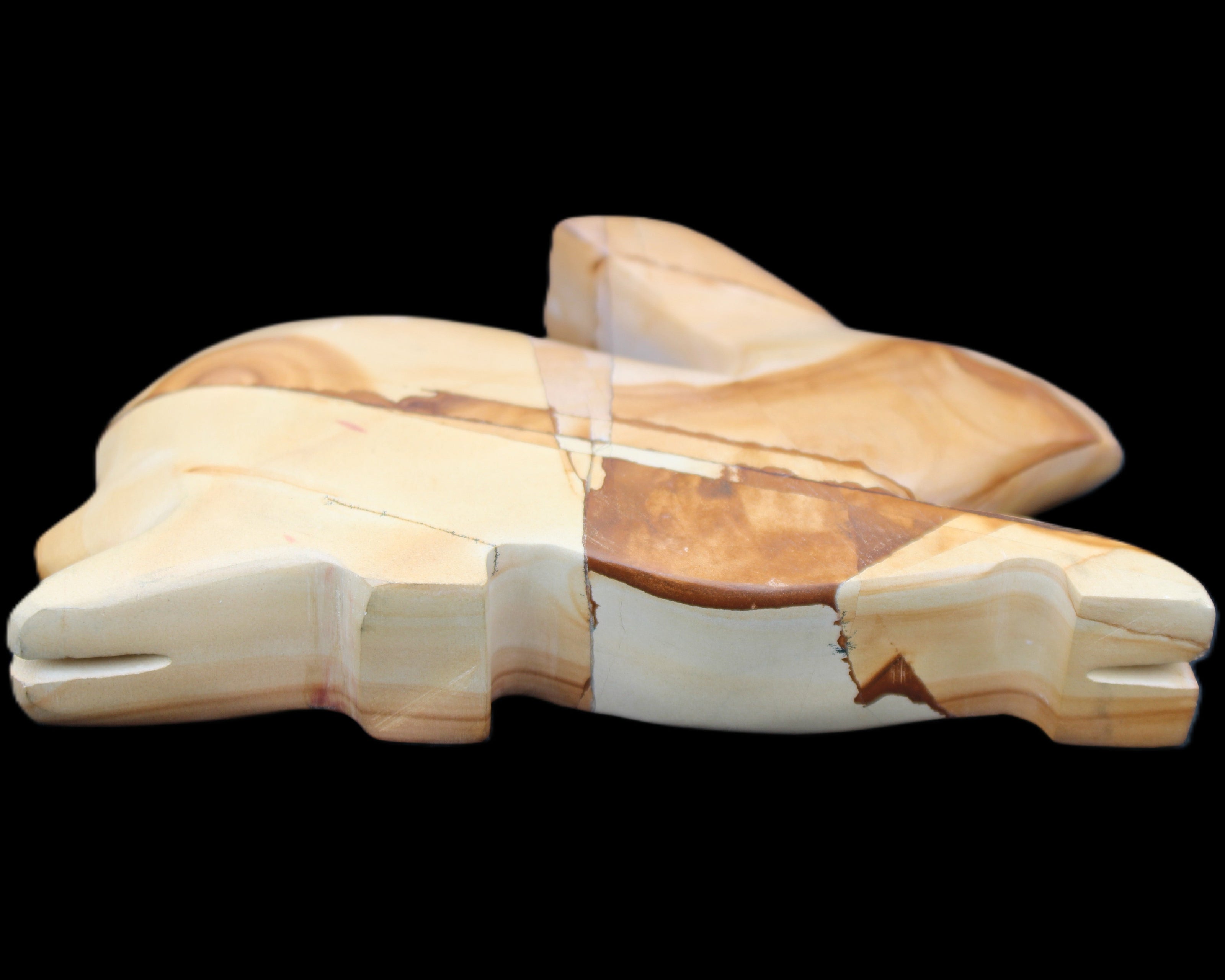 Teakwood marble hand-carved Rabbit 155*105*25mm 571g in sunlight - Rocks and Things Store