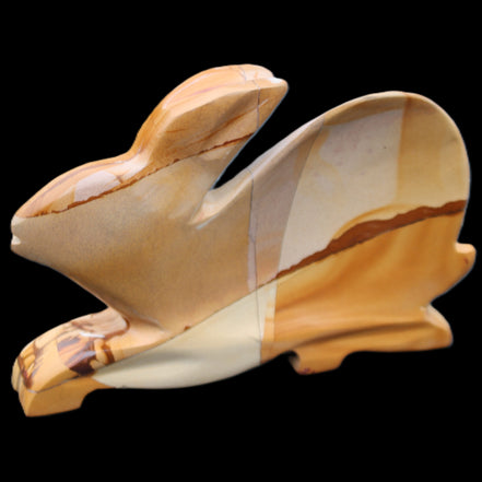 Teakwood marble hand-carved Rabbit 155*105*25mm 571g in sunlight - Rocks and Things Store