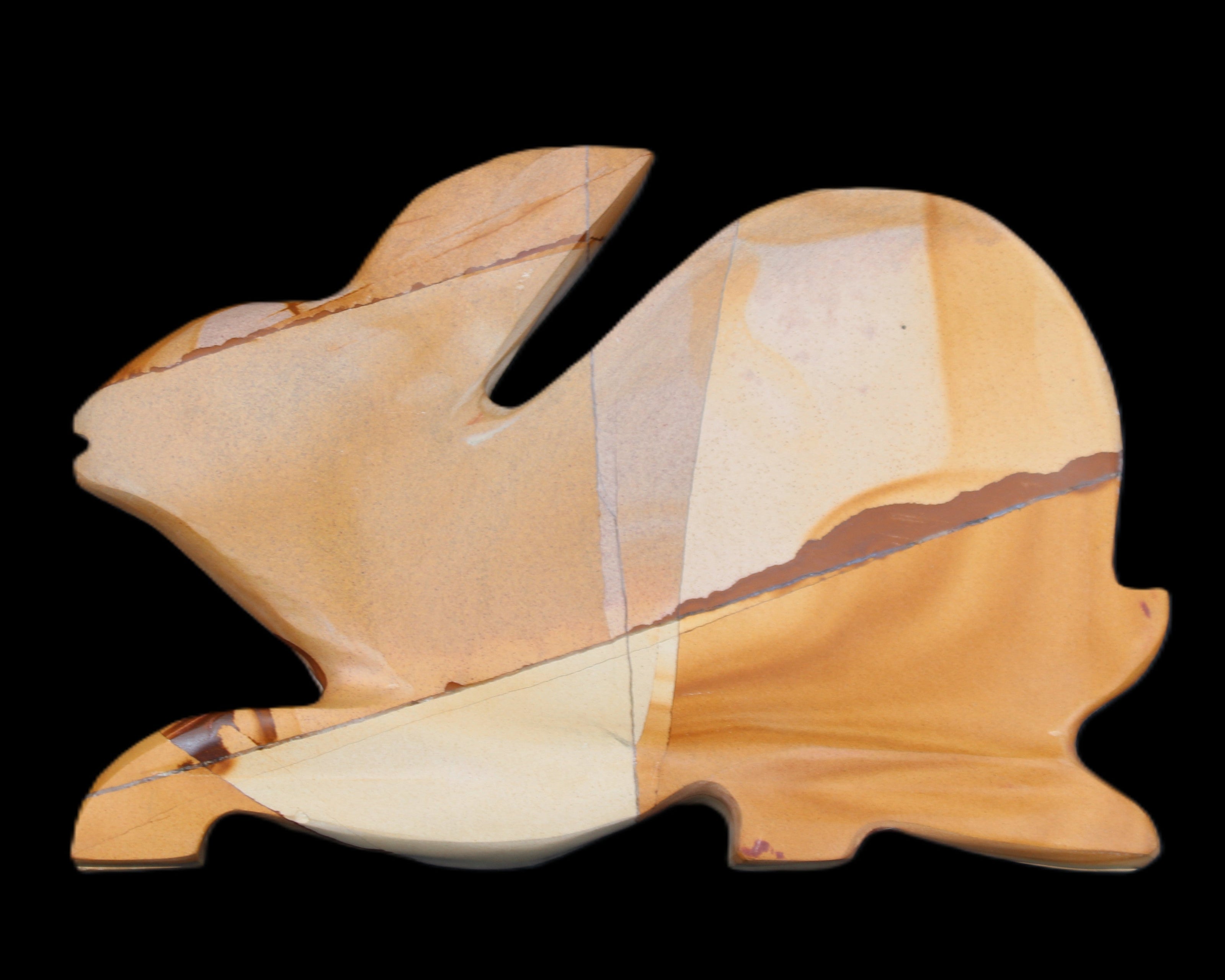 Teakwood marble hand-carved Rabbit 155*105*25mm 571g in sunlight - Rocks and Things Store