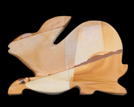 Teakwood marble hand-carved Rabbit 155*105*25mm 571g in sunlight - Rocks and Things Store