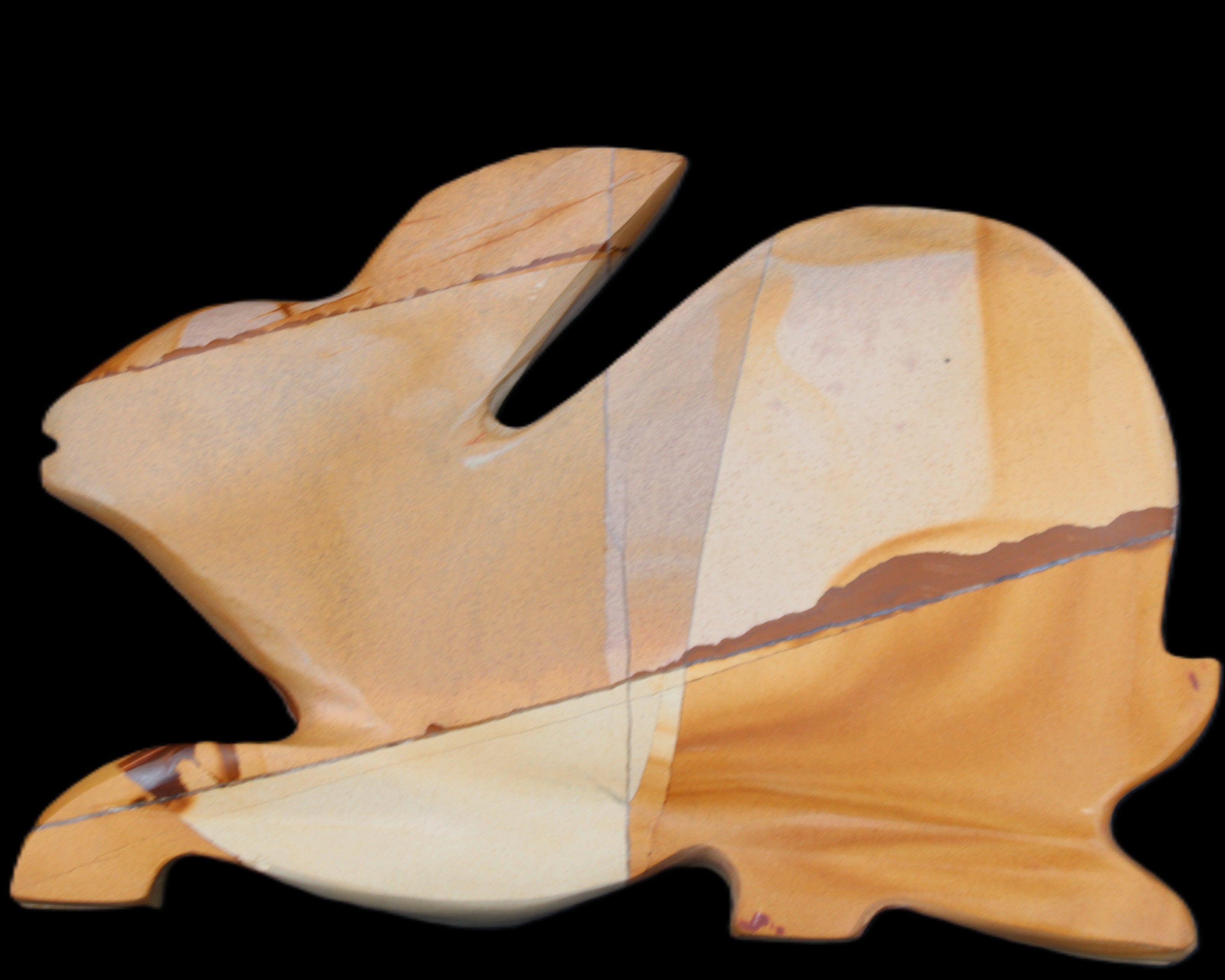 Teakwood marble hand-carved Rabbit 155*105*25mm 571g in sunlight - Rocks and Things Store