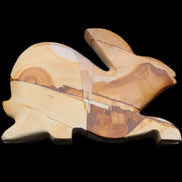 Teakwood marble hand-carved Rabbit 155*105*25mm 571g in sunlight - Rocks and Things Store