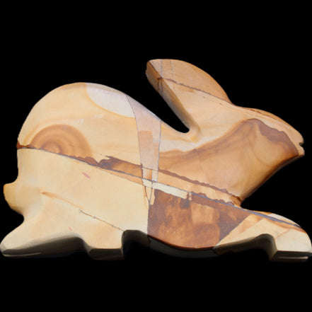 Teakwood marble hand-carved Rabbit 155*105*25mm 571g in sunlight - Rocks and Things Store
