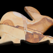 Teakwood marble hand-carved Rabbit 155*105*25mm 571g in sunlight - Rocks and Things Store