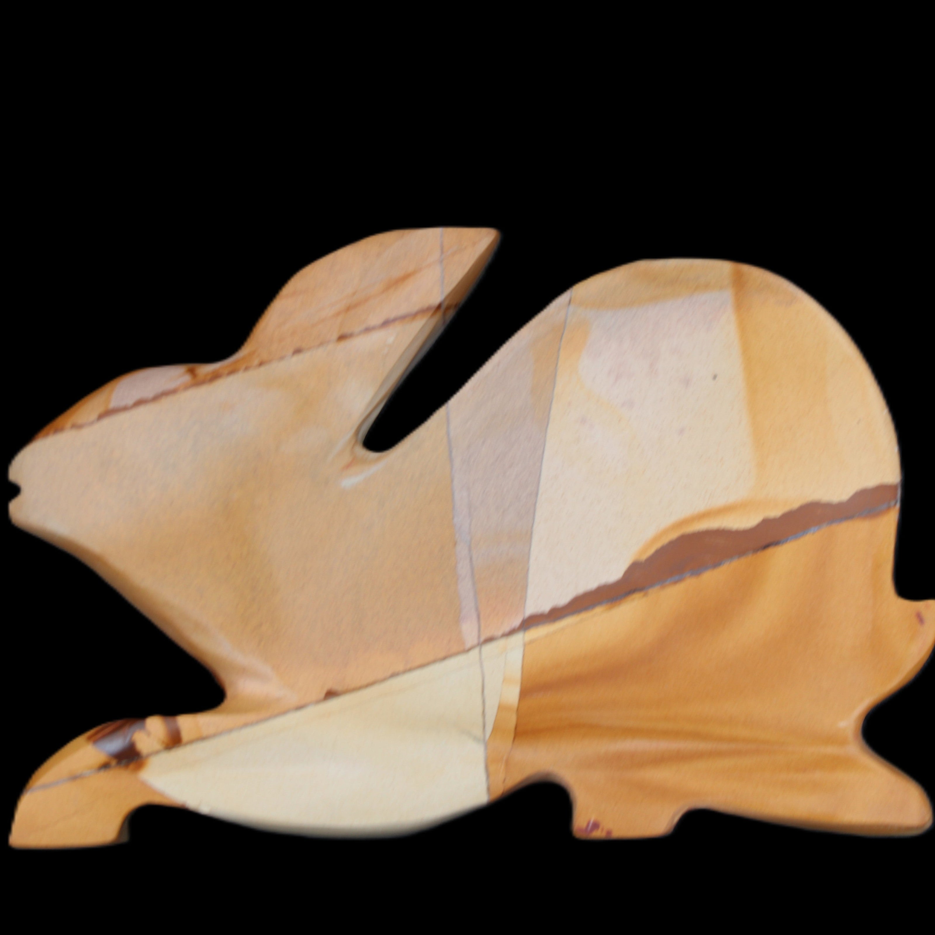 Teakwood marble hand-carved Rabbit 155*105*25mm 571g in sunlight - Rocks and Things Store
