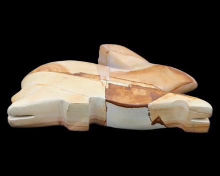 Teakwood marble hand-carved Rabbit 155*105*25mm 571g in sunlight - Rocks and Things Store