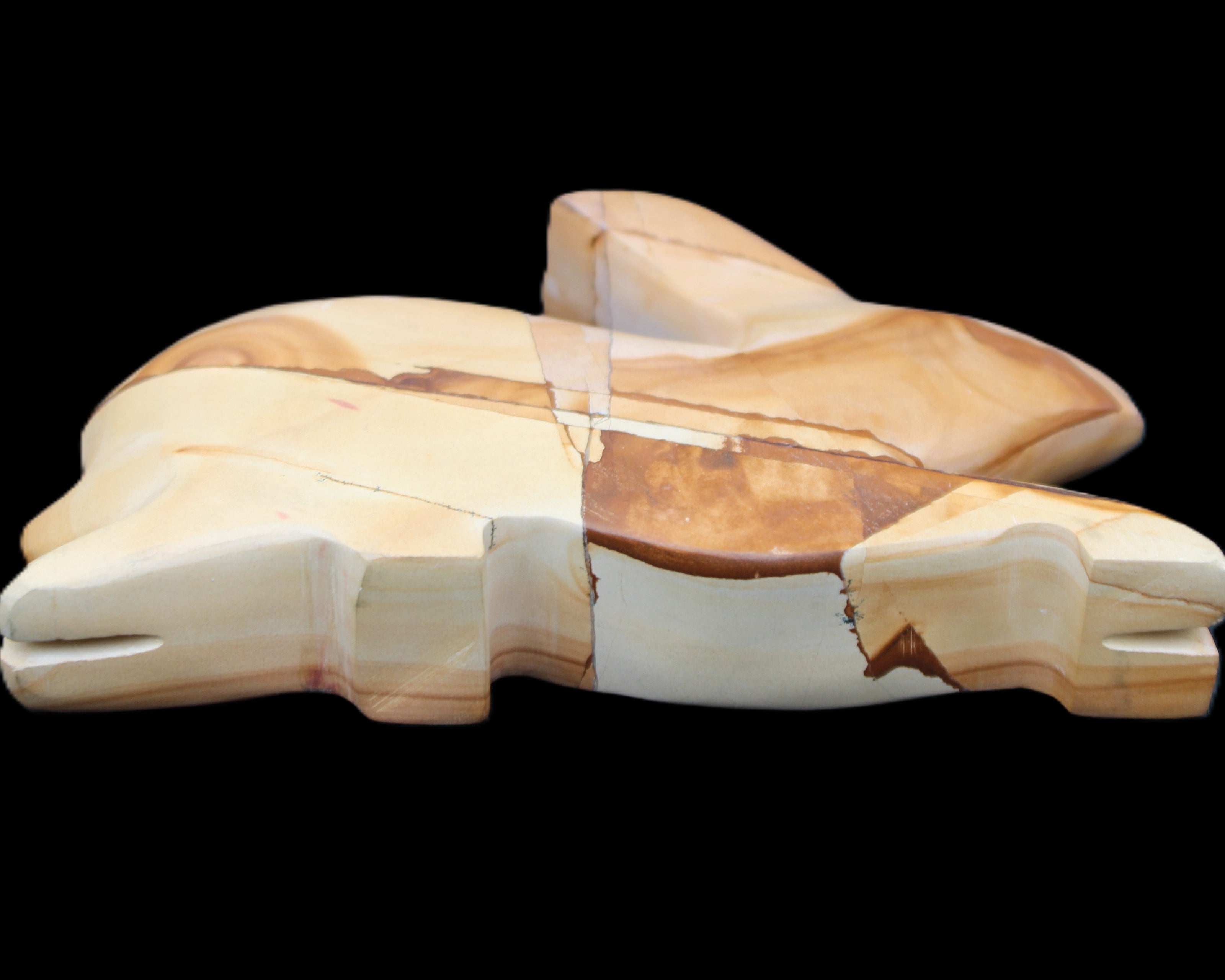 Teakwood marble hand-carved Rabbit 155*105*25mm 571g in sunlight - Rocks and Things Store