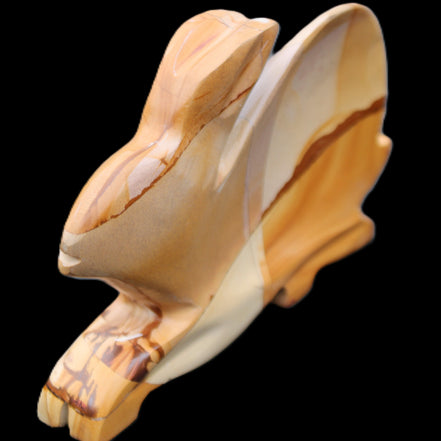Teakwood marble hand-carved Rabbit 155*105*25mm 571g in sunlight - Rocks and Things Store