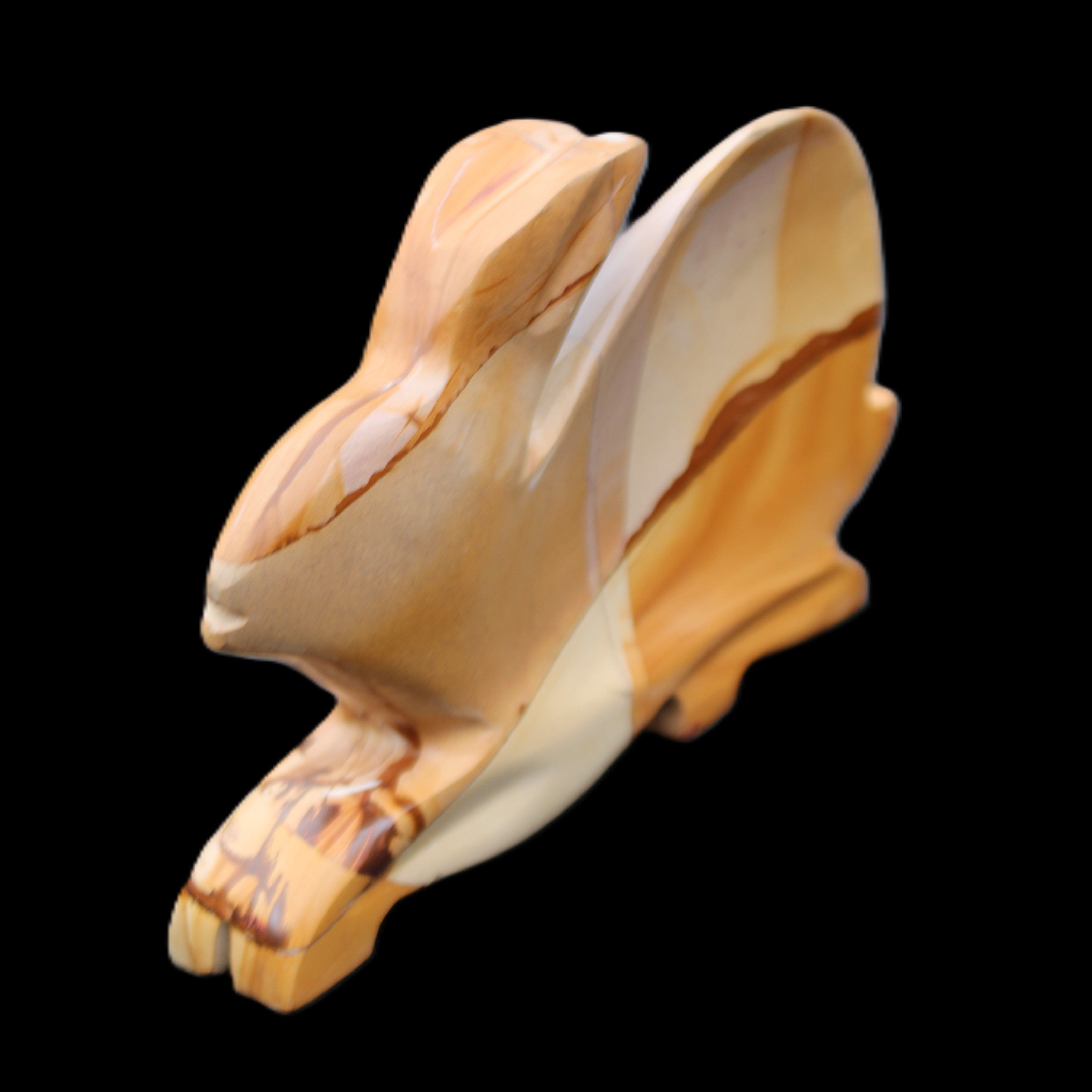 Teakwood marble hand-carved Rabbit 155*105*25mm 571g in sunlight - Rocks and Things Store