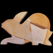Teakwood marble hand-carved Rabbit 155*102*19mm 477g in sunlight - Rocks and Things Store