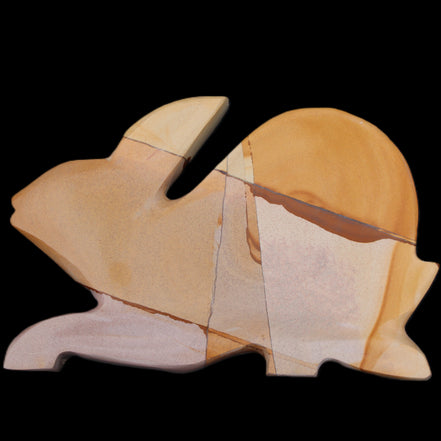 Teakwood marble hand-carved Rabbit 155*102*19mm 477g in sunlight - Rocks and Things Store
