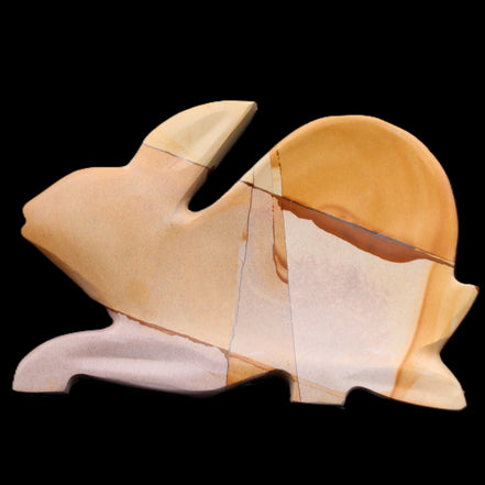 Teakwood marble hand-carved Rabbit 155*102*19mm 477g in sunlight - Rocks and Things Store