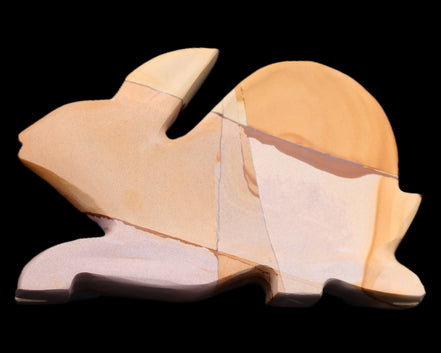 Teakwood marble hand-carved Rabbit 155*102*19mm 477g in sunlight - Rocks and Things Store