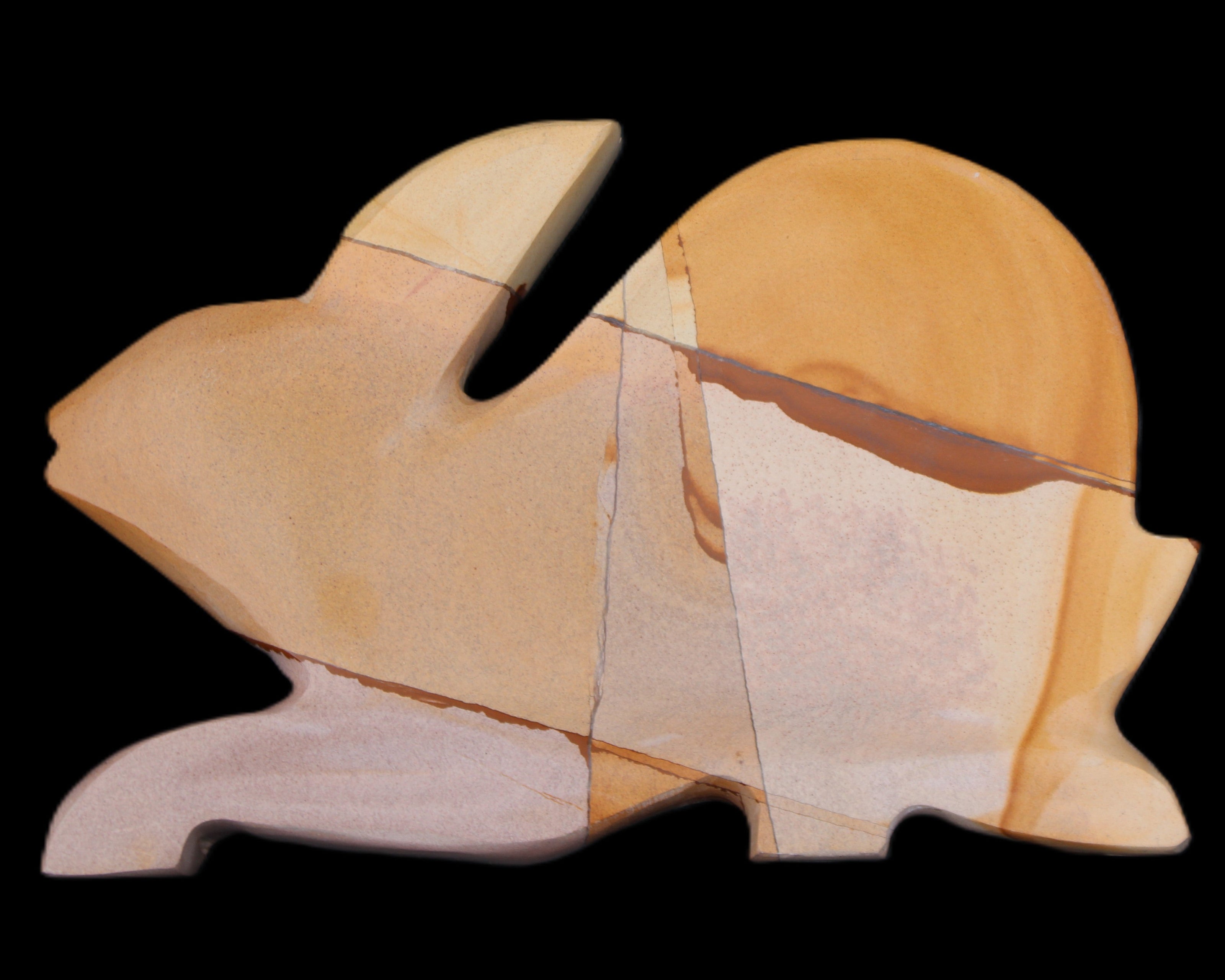 Teakwood marble hand-carved Rabbit 155*102*19mm 477g in sunlight - Rocks and Things Store