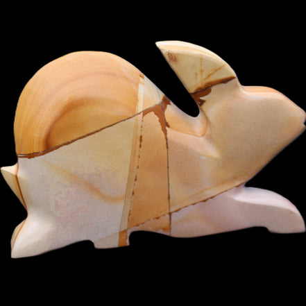 Teakwood marble hand-carved Rabbit 155*102*19mm 477g in sunlight - Rocks and Things Store