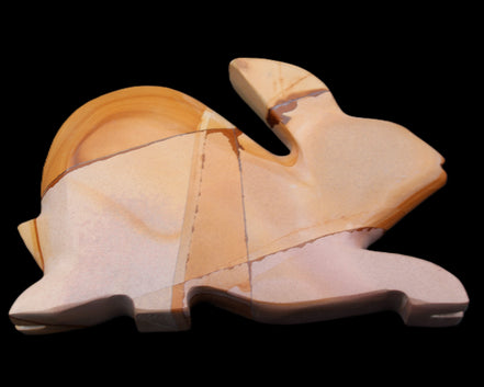 Teakwood marble hand-carved Rabbit 155*102*19mm 477g in sunlight - Rocks and Things Store