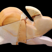 Teakwood marble hand-carved Rabbit 155*102*19mm 477g in sunlight - Rocks and Things Store